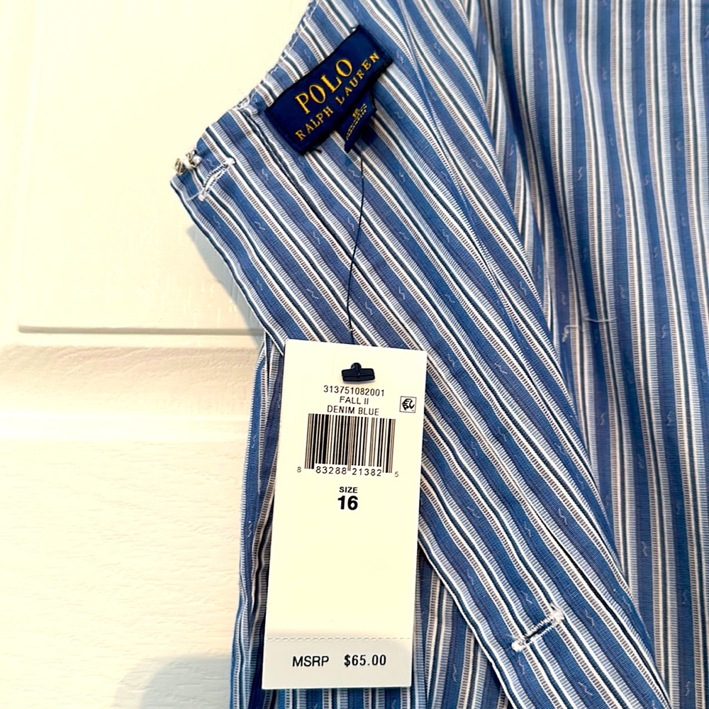Ralph Lauren girls blue stripe dress NWT 16